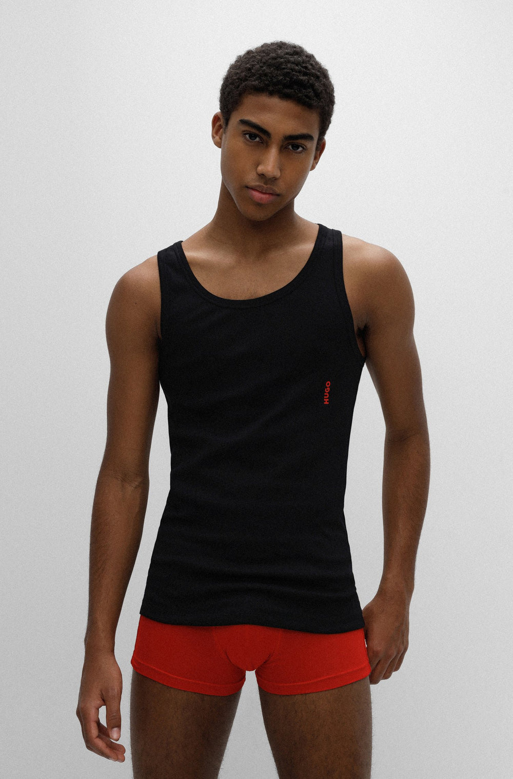 HUGO Slim Fit Tank Tops in cotton mix - TANK TOP TWIN PACK 10217231 03-50469778 - Concorde Fashion#color_black-001