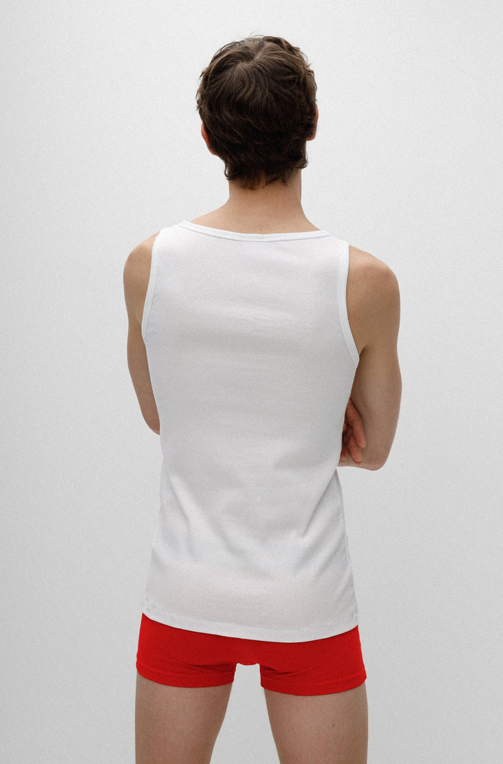 HUGO Slim Fit Tank Tops in cotton mix - TANK TOP TWIN PACK 10217231 03-50469778 - Concorde Fashion#color_white-100