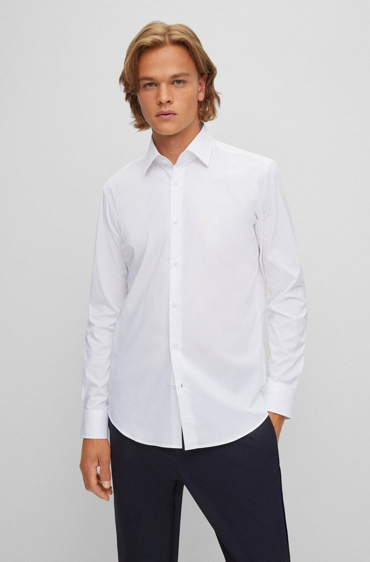 BOSS Regular Fit 250,Formal Jacket in cotton mix Solid,cotton mix - H-JOE-KENT-C1-214 10219212 01-50473265- Concorde Fashion#color_white-100