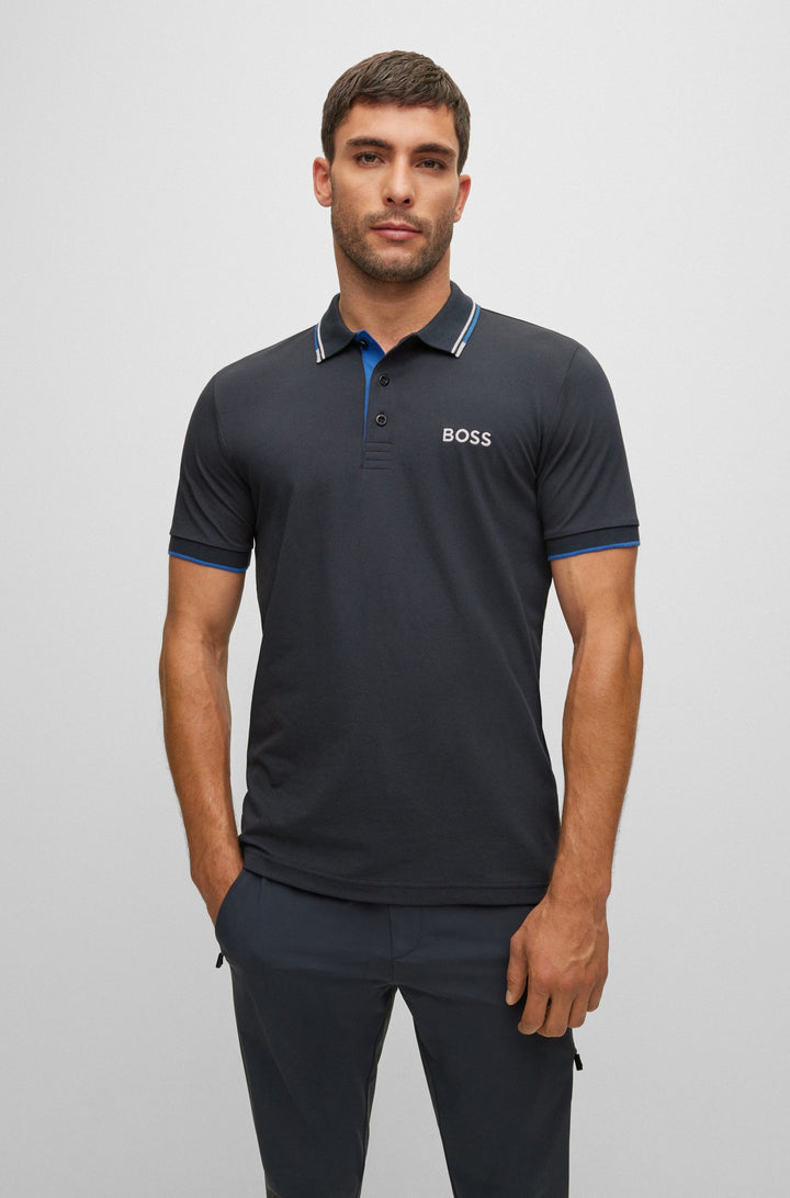 BOSS Regular Fit Polos in cotton mix - PADDY PRO 10226584 01-50469102- Concorde Fashion#color_navy-402