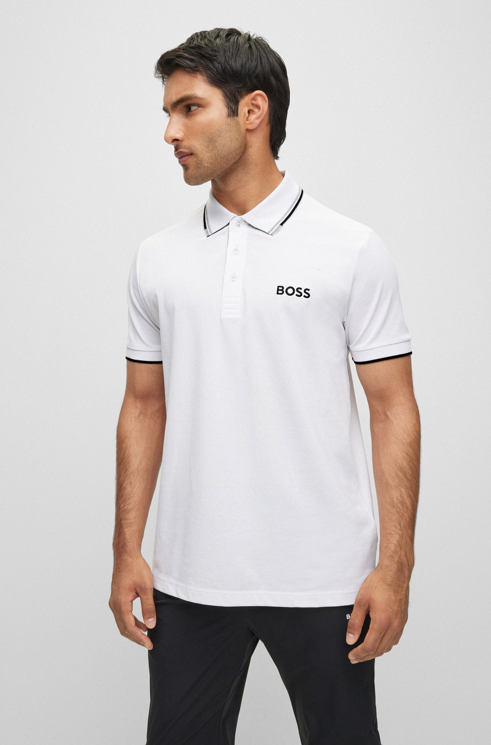BOSS Regular Fit Polos in cotton mix - PADDY PRO 10226584 01-50469102- Concorde Fashion#color_white-100