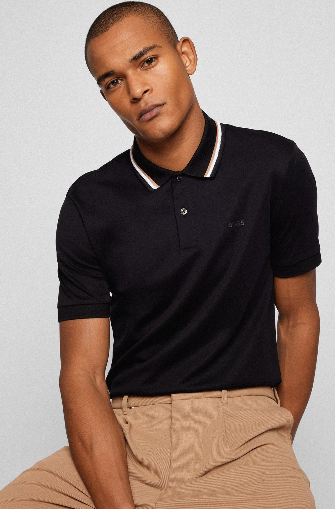 BOSS Slim Fit Polos in Cotton - PENROSE 38 10228475 01-50469360- Concorde Fashion#color_black-001