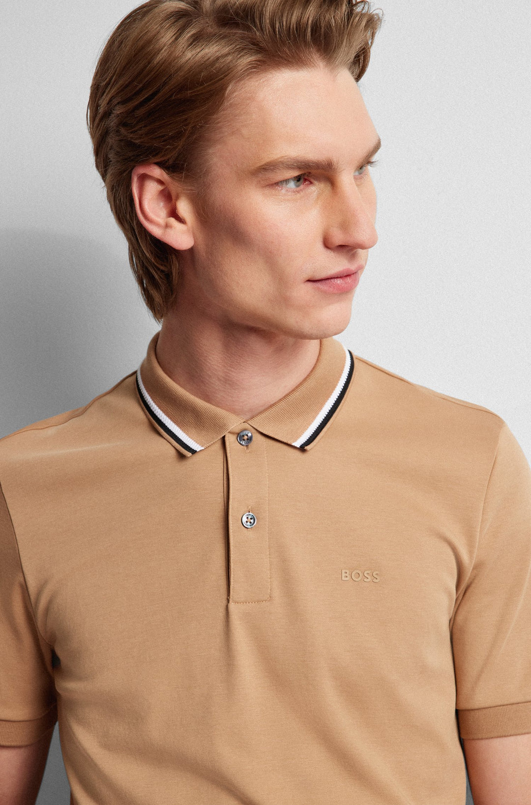 BOSS Slim Fit Polos in Cotton - PENROSE 38 10228475 01-50469360- Concorde Fashion#color_beige-260