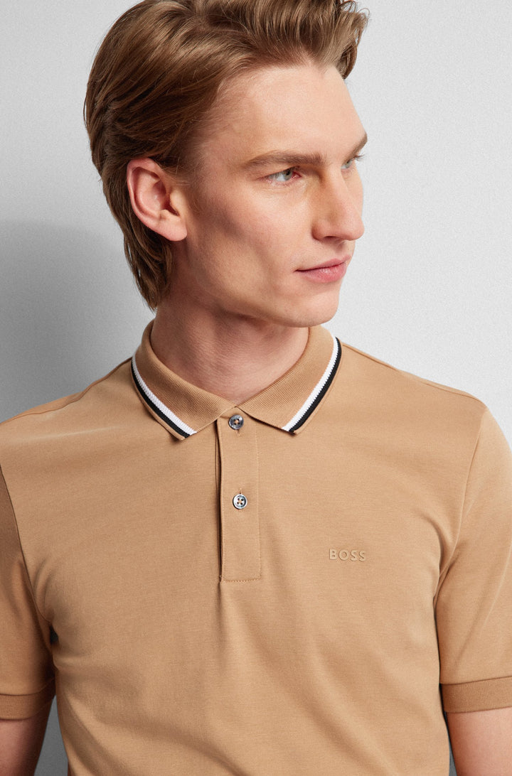 BOSS Slim Fit Polos in Cotton - PENROSE 38 10228475 01-50469360- Concorde Fashion#color_beige-260