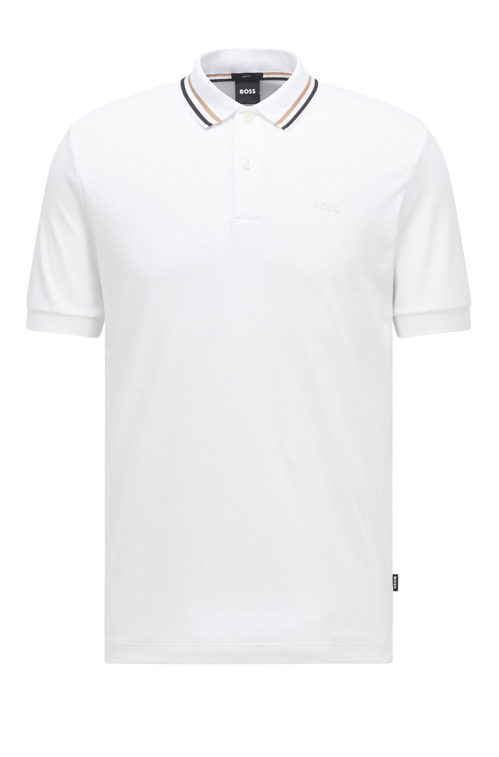 BOSS Slim Fit Polos in Cotton - PENROSE 38 10228475 01-50469360- Concorde Fashion#color_white-100