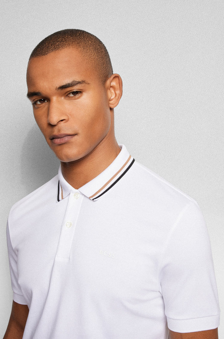 BOSS Slim Fit Polos in Cotton - PENROSE 38 10228475 01-50469360- Concorde Fashion#color_white-100