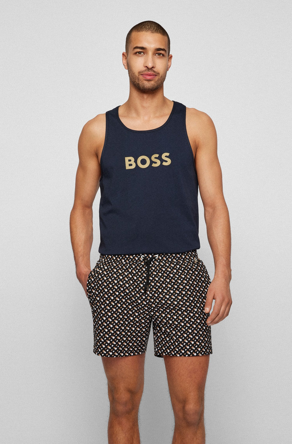 BOSS Relaxed Fit Tank Tops in cotton - TANK TOP SPECIAL 10231135 01-50474188 - Concorde Fashion#color_navy-402