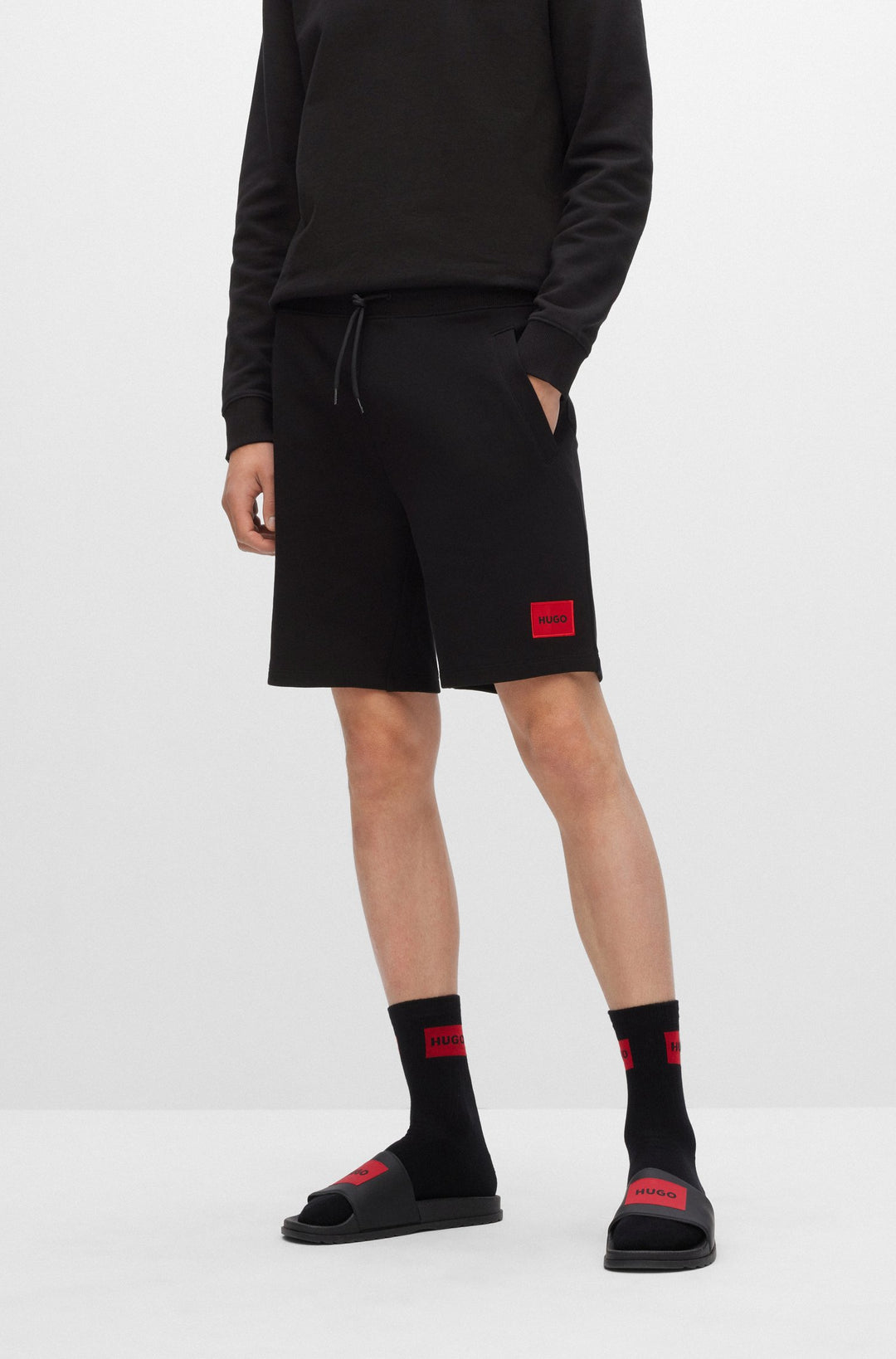 HUGO Regular Fit Shorts in cotton - DIZ222 10231445 01-50466196 - Concorde Fashion#color_black-001
