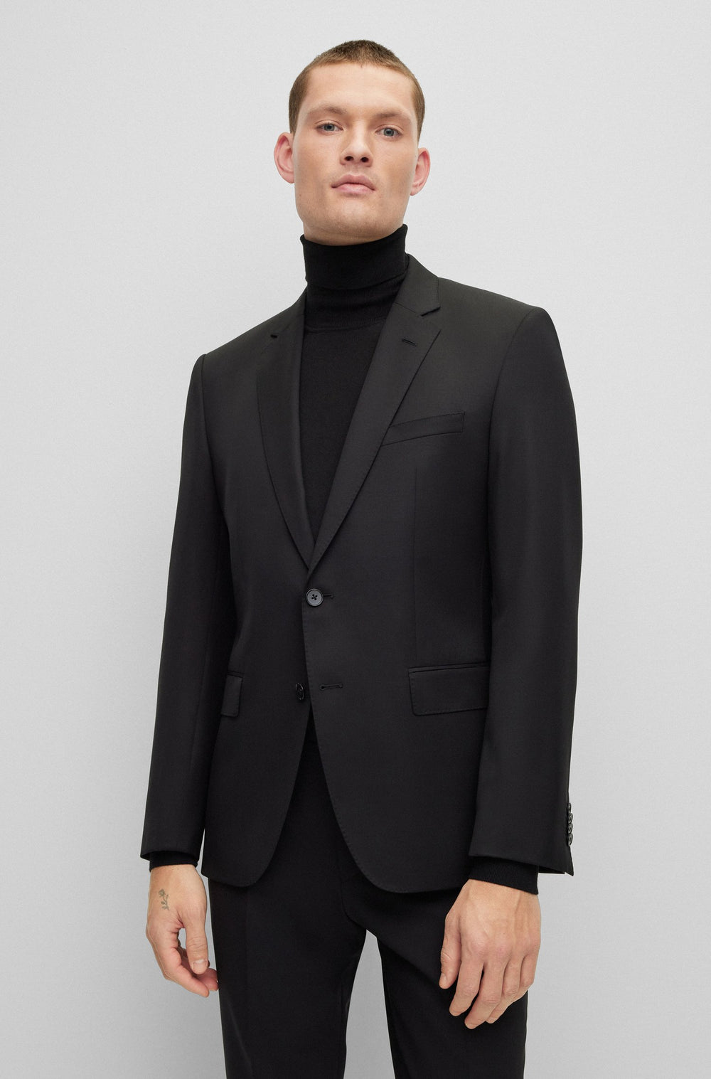 BOSS Slim Fit Formal Jacket,751 in Wool,wool Solid Virgin w - H-HUGE-B1 10236006 01-50469171- Concorde Fashion#color_black-001