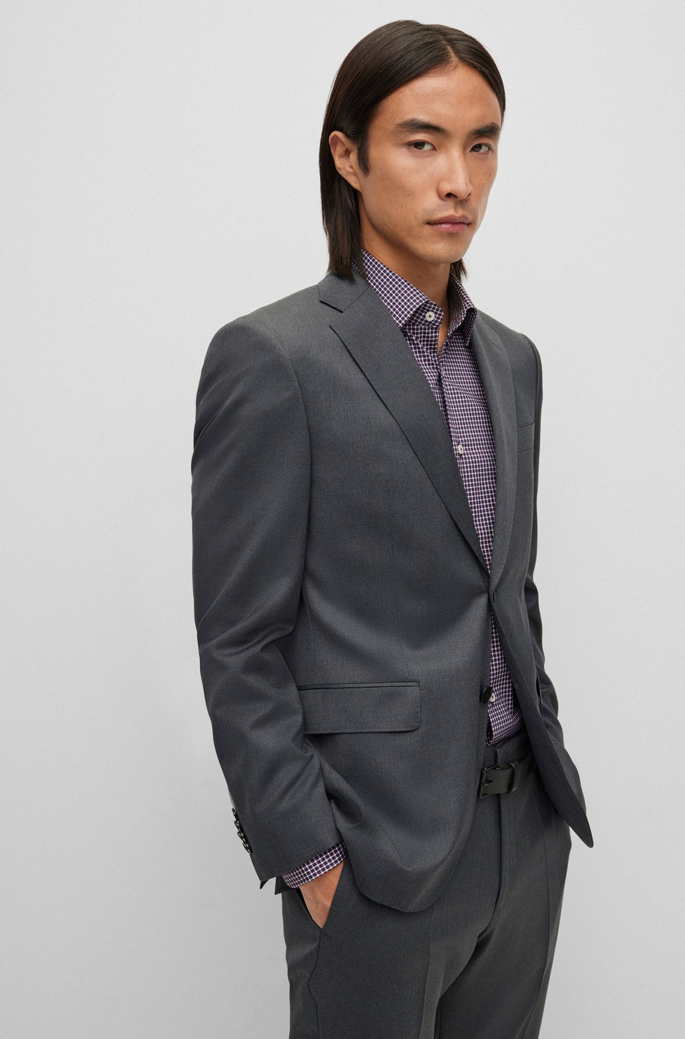 BOSS Regular Fit Formal Jacket in Wool - H-JECKSON-B1 10236006 01-50469172- Concorde Fashion#color_grey-021