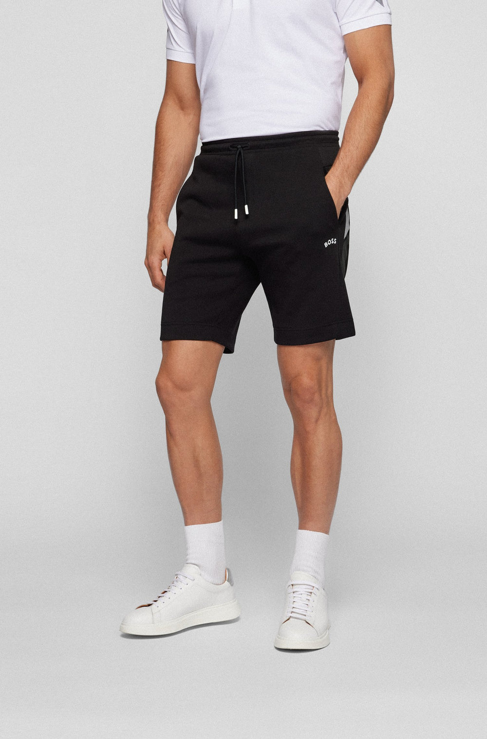 BOSS Regular Fit Shorts in cotton mix - HEADLO 2 10236288 01-50469379 - Concorde Fashion#color_black-001
