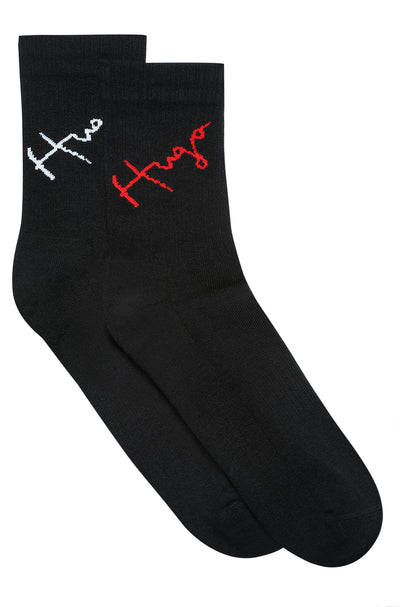 HUGO   Socks in Cotton Mix - 2P QS RIB WRITING CC 10237595-50458299 - Concorde Fashion#color_black-001