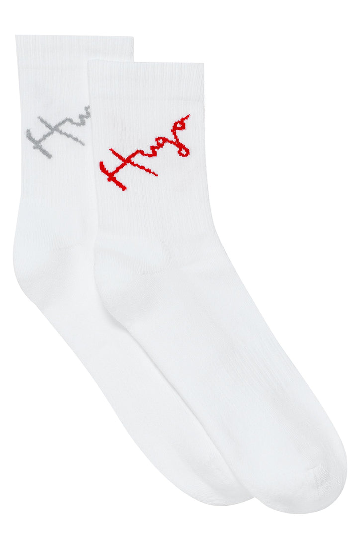 HUGO   Socks in Cotton Mix - 2P QS RIB WRITING CC 10237595-50458299 - Concorde Fashion#color_white-100