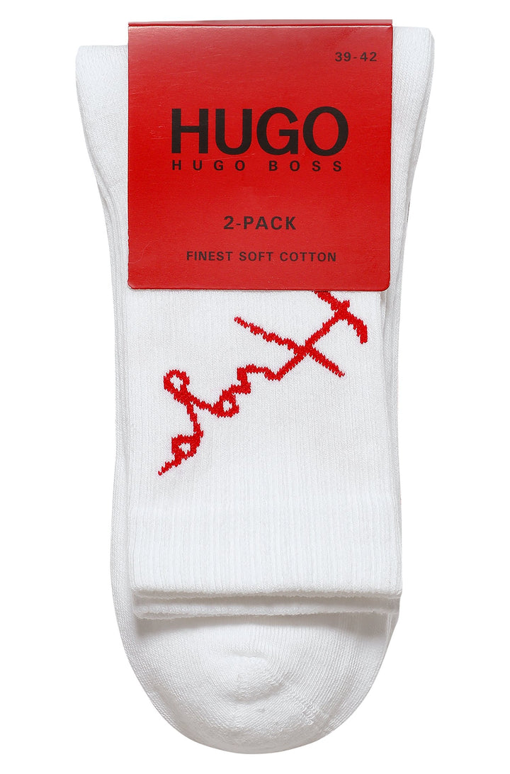 HUGO   Socks in Cotton Mix - 2P QS RIB WRITING CC 10237595-50458299 - Concorde Fashion#color_white-100