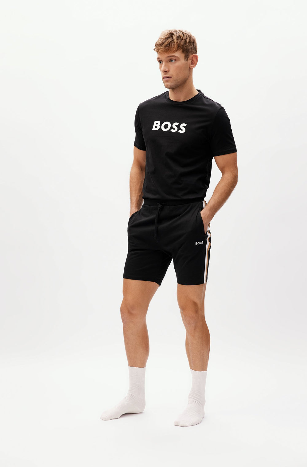 BOSS Regular Fit Shorts in cotton mix - FASHION SHORTS 10239963 01-50469633 - Concorde Fashion#color_black-001
