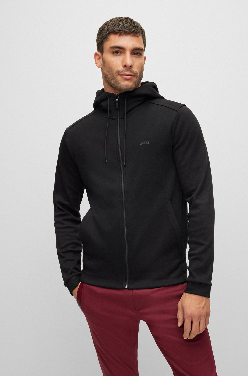 BOSS Regular Fit Hoodies in cotton - SAGGY CURVED 10241786 01-50469104- Concorde Fashion#color_black-001
