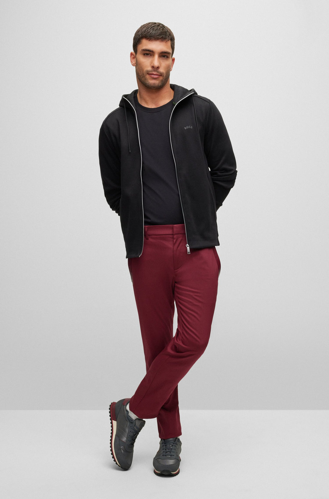 BOSS Regular Fit Hoodies in cotton - SAGGY CURVED 10241786 01-50469104- Concorde Fashion#color_black-001