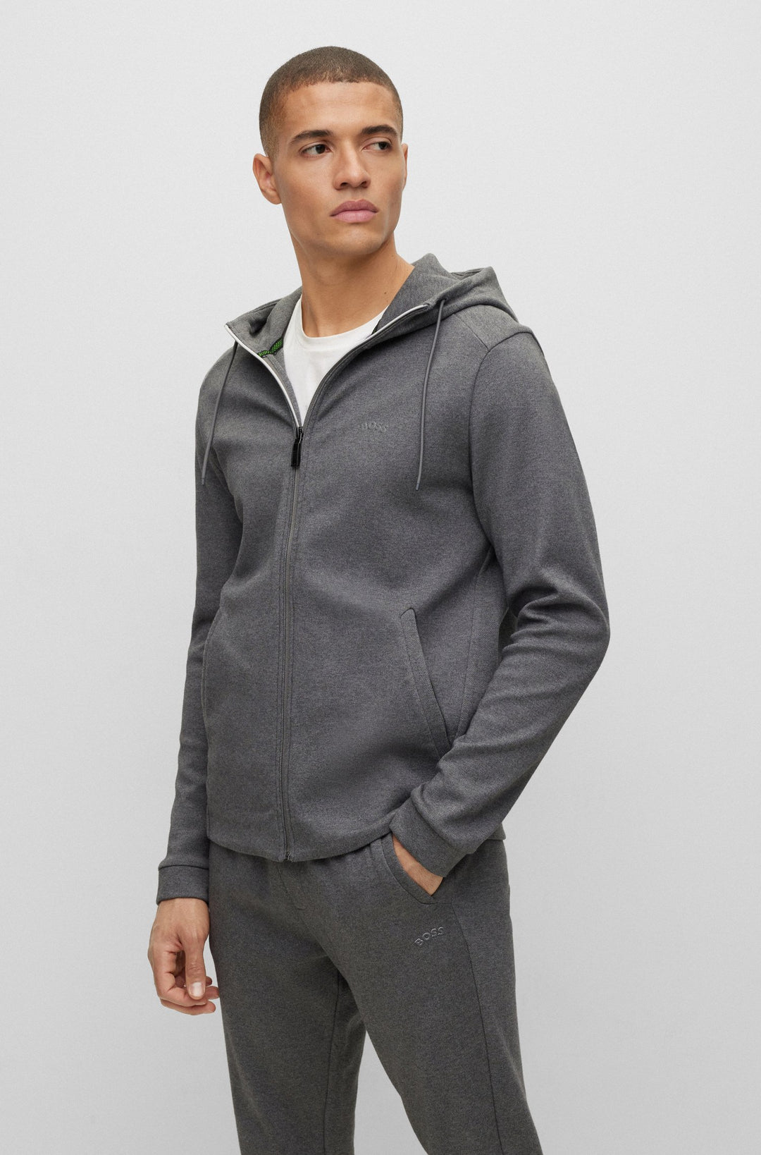 BOSS Regular Fit Hoodies in cotton - SAGGY CURVED 10241786 01-50469104- Concorde Fashion#color_grey-031