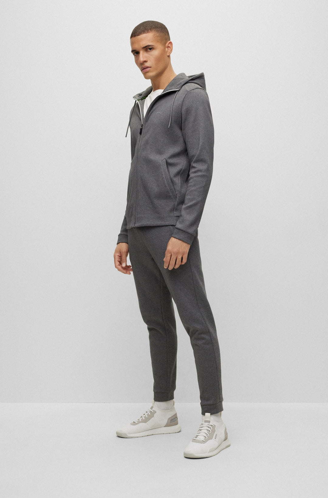 BOSS Regular Fit Hoodies in cotton - SAGGY CURVED 10241786 01-50469104- Concorde Fashion#color_grey-031