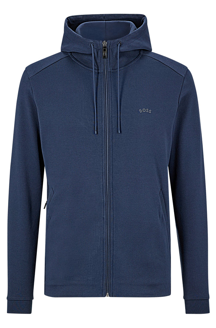 BOSS Regular Fit Hoodies in cotton - SAGGY CURVED 10241786 01-50469104- Concorde Fashion#color_navy-410