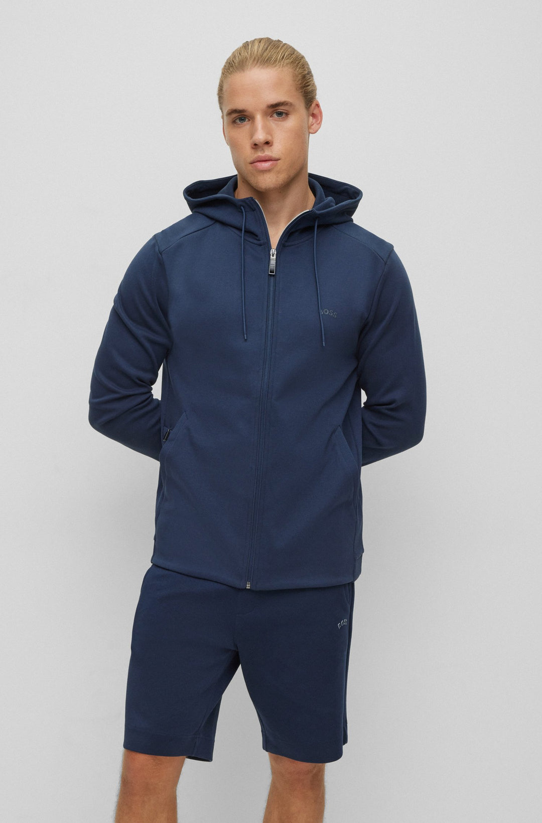 BOSS Regular Fit Hoodies in cotton - SAGGY CURVED 10241786 01-50469104- Concorde Fashion#color_navy-410