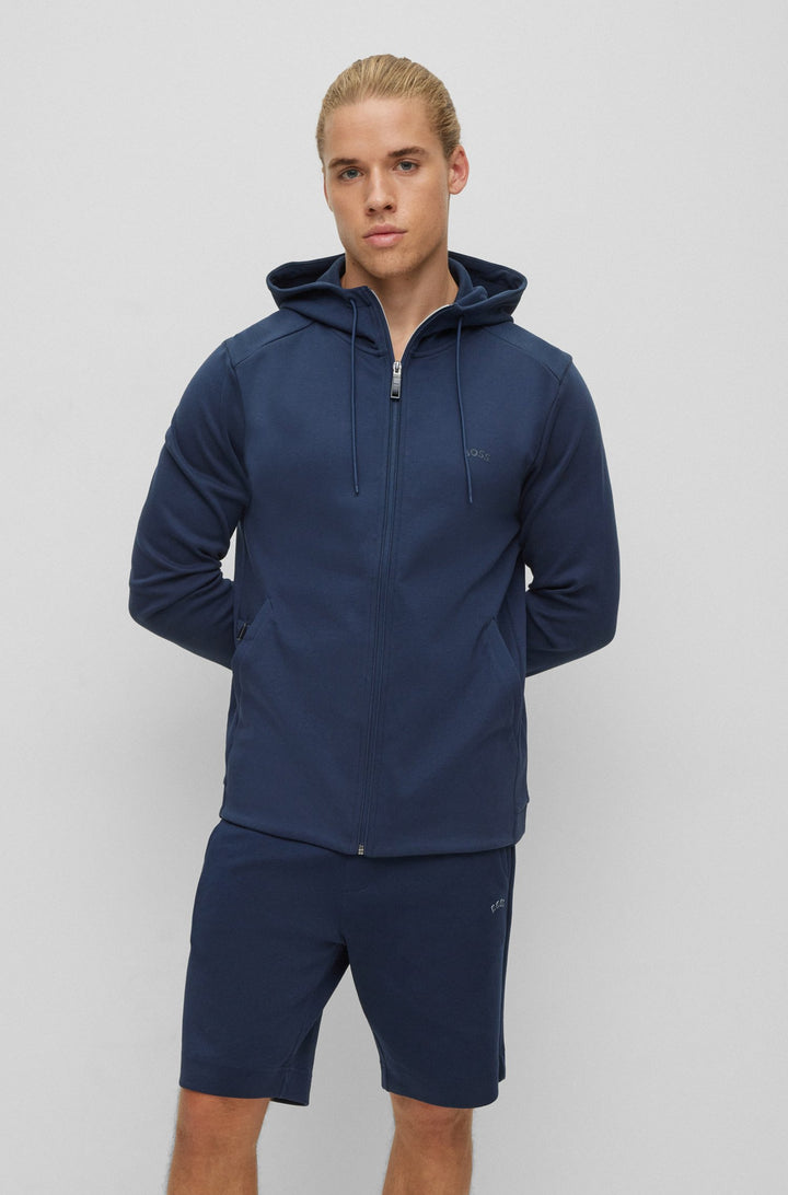BOSS Regular Fit Hoodies in cotton - SAGGY CURVED 10241786 01-50469104- Concorde Fashion#color_navy-410
