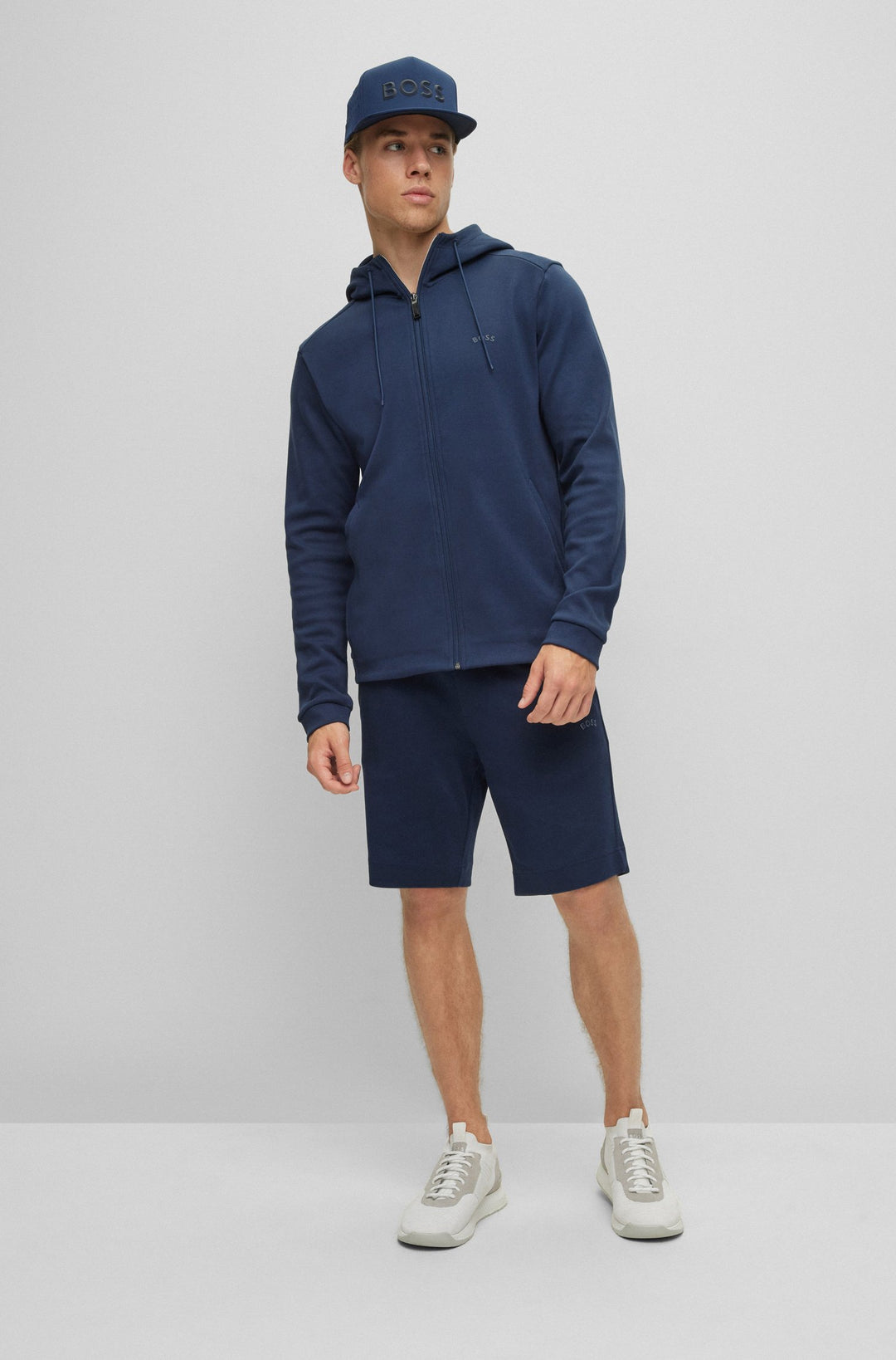 BOSS Regular Fit Hoodies in cotton - SAGGY CURVED 10241786 01-50469104- Concorde Fashion#color_navy-410