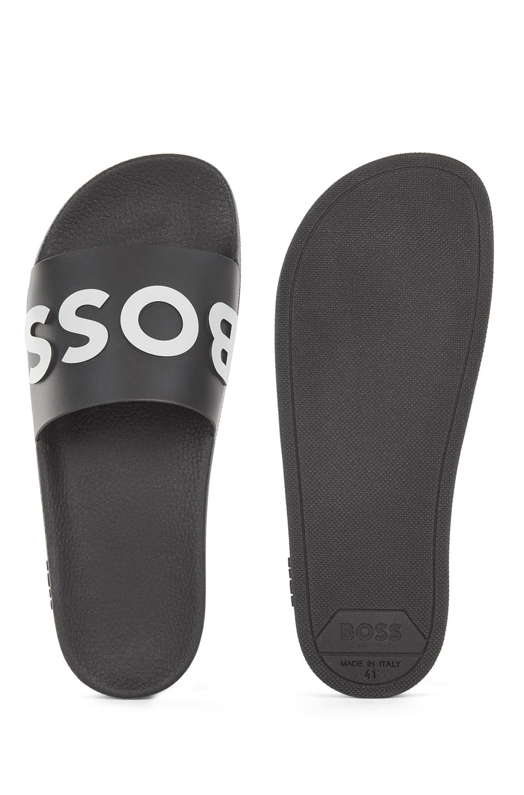 BOSS Standard Sole Slippers in Artificial Leather - BAY_IT_SLID_RBLG 10242218 01-50471271 - Concorde Fashion#color_black-001