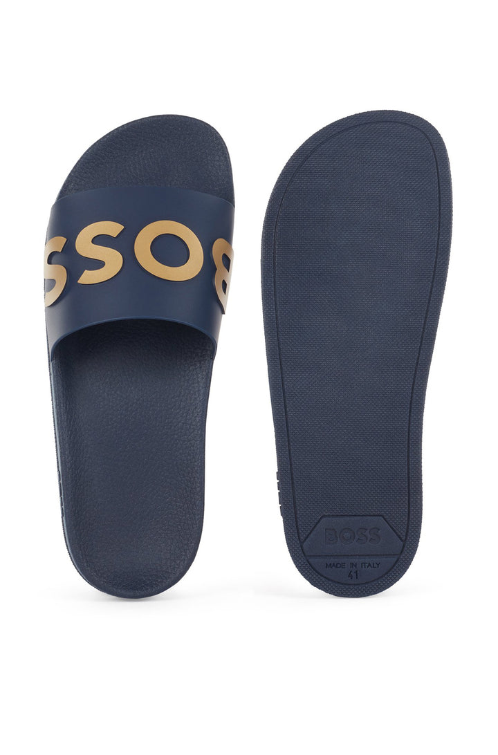 BOSS Standard Sole Slippers in Artificial Leather - BAY_IT_SLID_RBLG 10242218 01-50471271 - Concorde Fashion#color_navy-417