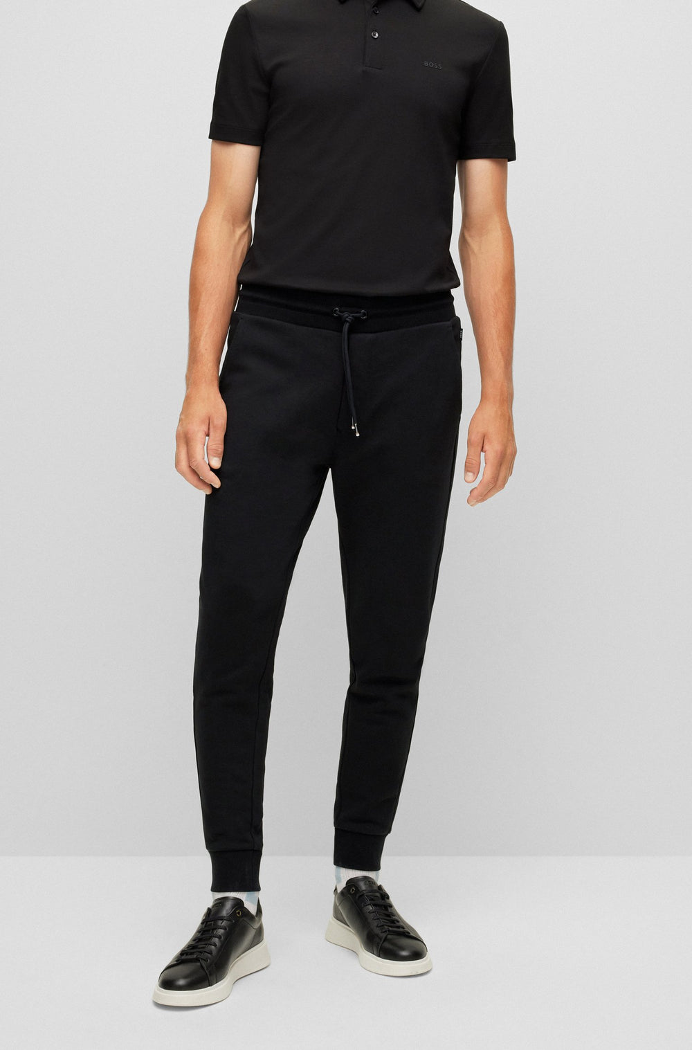 BOSS Regular Fit Jogging Pants in cotton - LAMONT 92 10242373 01-50471958- Concorde Fashion#color_black-001