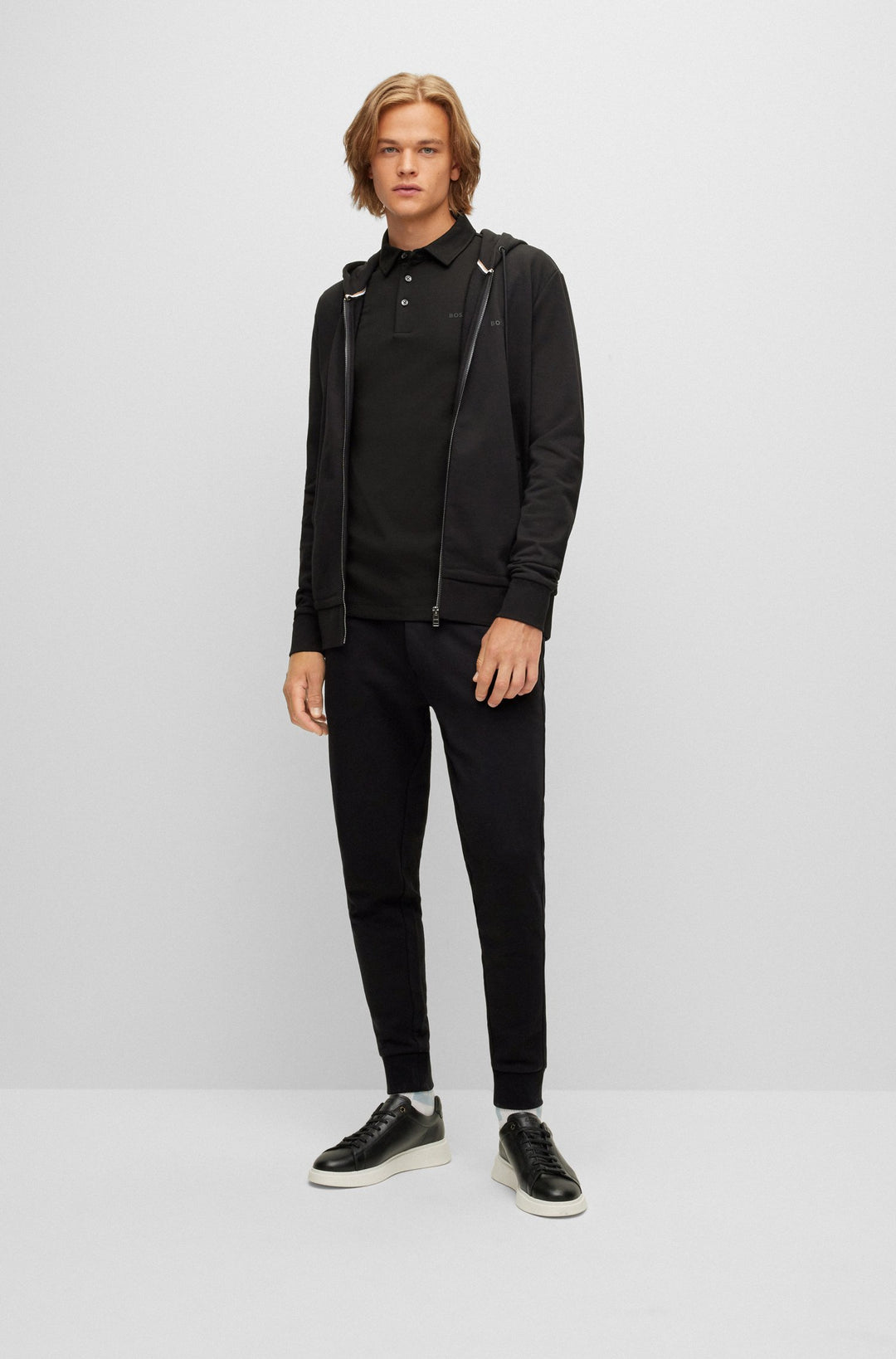 BOSS Regular Fit Jogging Pants in cotton - LAMONT 92 10242373 01-50471958- Concorde Fashion#color_black-001