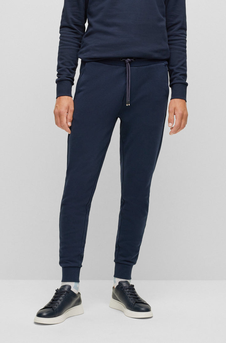 BOSS Regular Fit Jogging Pants in cotton - LAMONT 92 10242373 01-50471958- Concorde Fashion#color_navy-404