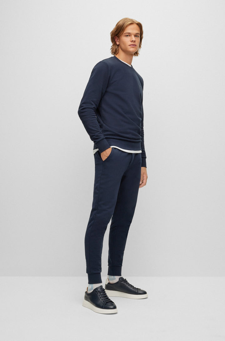 BOSS Regular Fit Jogging Pants in cotton - LAMONT 92 10242373 01-50471958- Concorde Fashion#color_navy-404