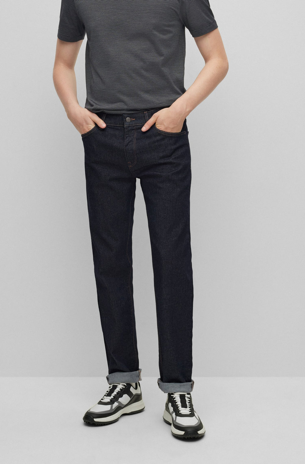 BOSS Regular Fit Jeans in cotton mix - MAINE3 10242381 01-50470512- Concorde Fashion#color_navy-410