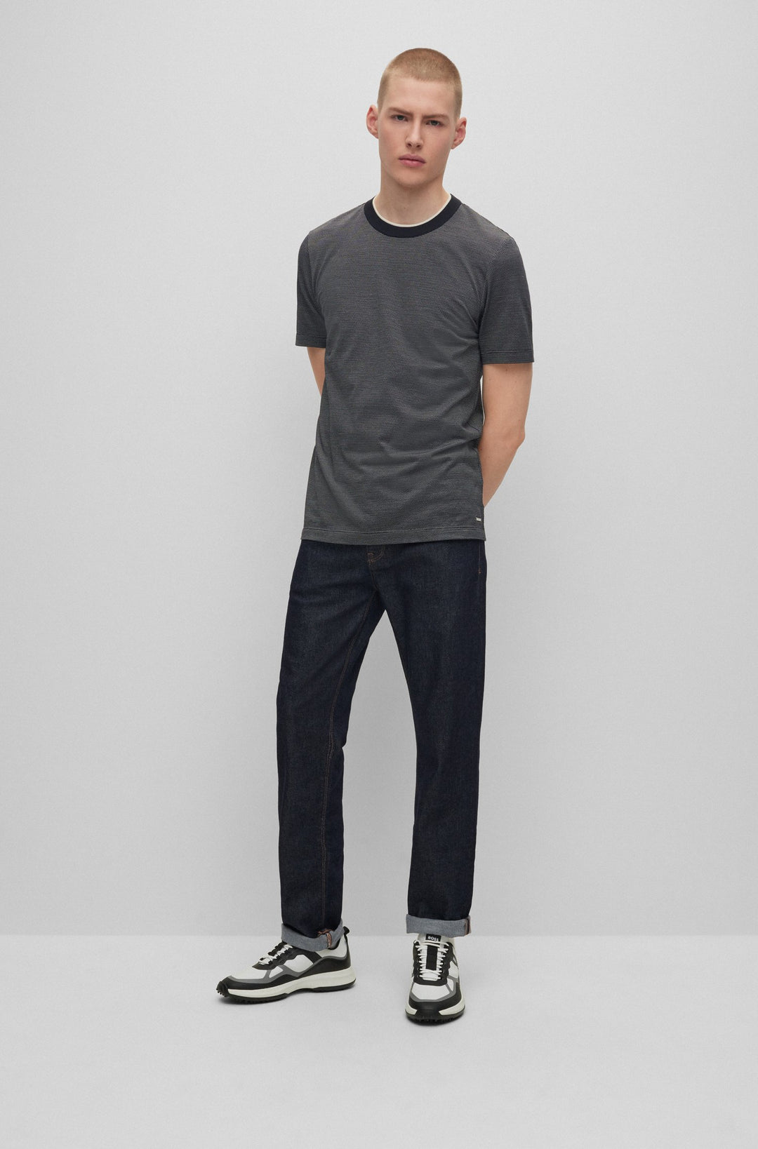 BOSS Regular Fit Jeans in cotton mix - MAINE3 10242381 01-50470512- Concorde Fashion#color_navy-410