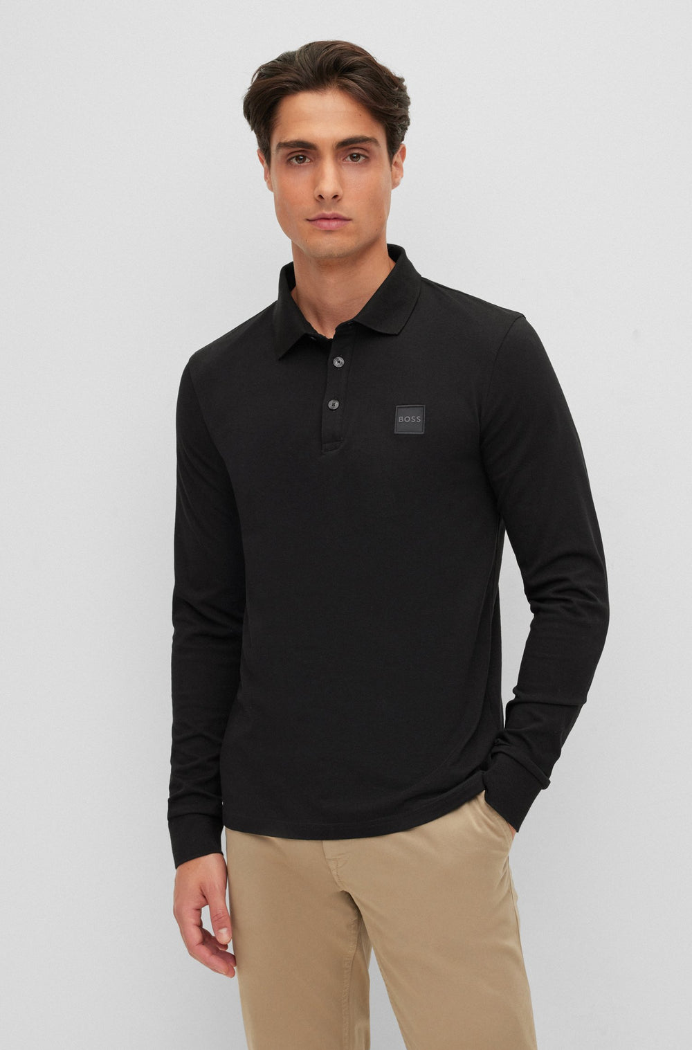 BOSS Slim Fit Polos in cotton mix - PASSERBY 10242645 01-50472681- Concorde Fashion#color_black-001