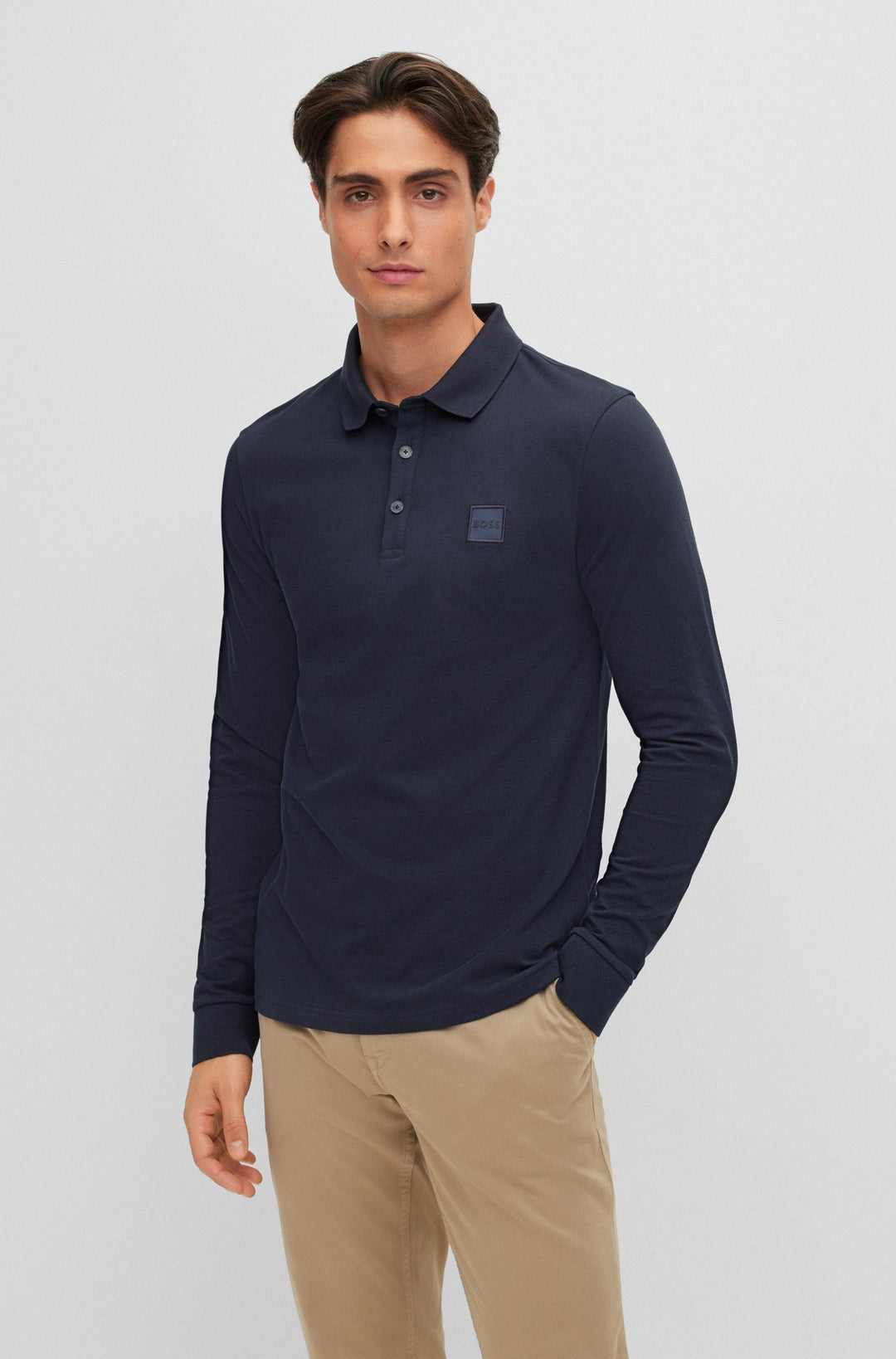 BOSS Slim Fit Polos in cotton mix - PASSERBY 10242645 01-50472681- Concorde Fashion#color_navy-404