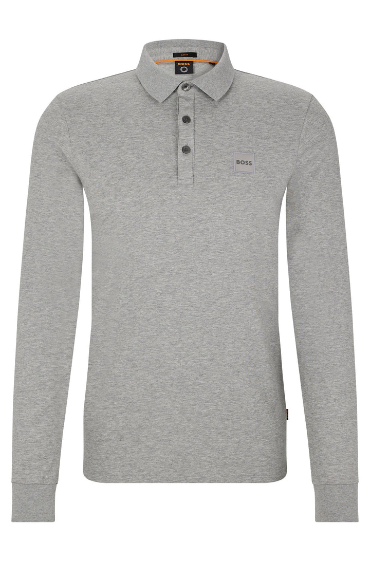 BOSS Slim Fit Polos in cotton mix - PASSERBY 10242645 01-50472681- Concorde Fashion#color_grey-051