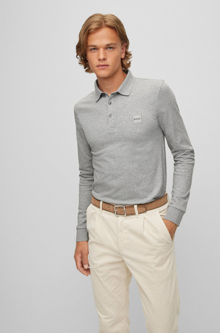 BOSS Slim Fit Polos in cotton mix - PASSERBY 10242645 01-50472681- Concorde Fashion#color_grey-051