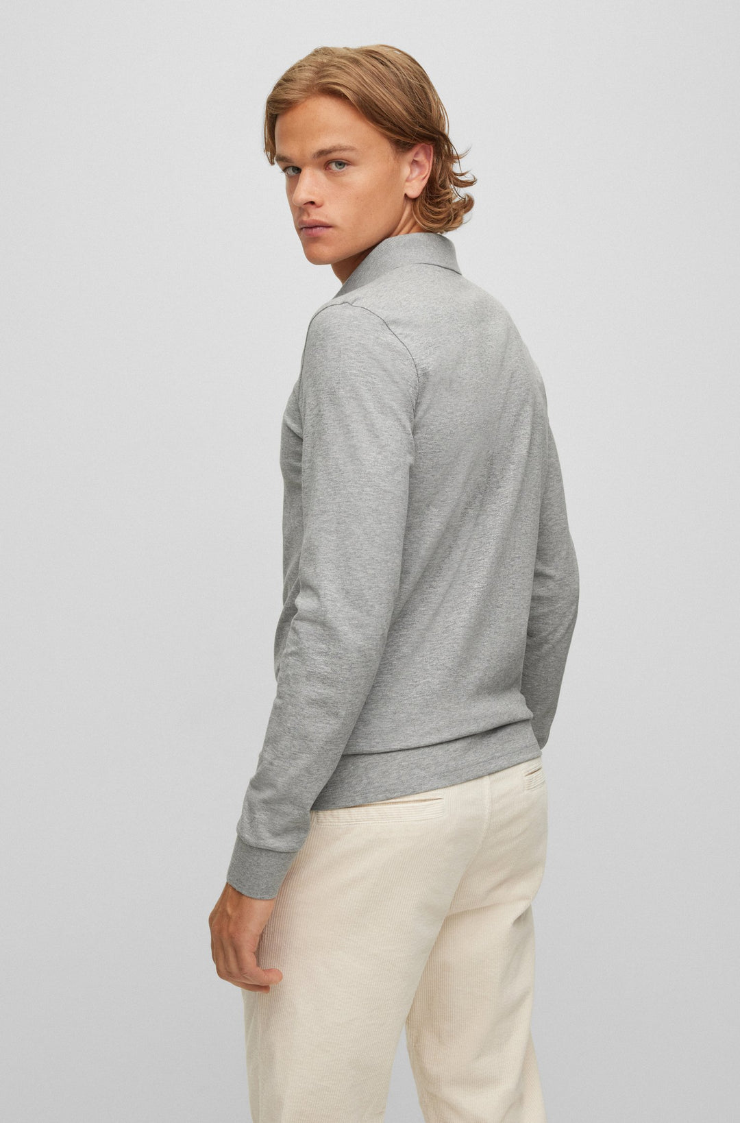 BOSS Slim Fit Polos in cotton mix - PASSERBY 10242645 01-50472681- Concorde Fashion#color_grey-051
