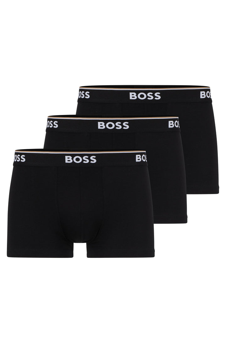 BOSS Regular Fit Trunks in cotton mix - TRUNK 3P POWER 10242934 01-50475274- Concorde Fashion#color_black-001
