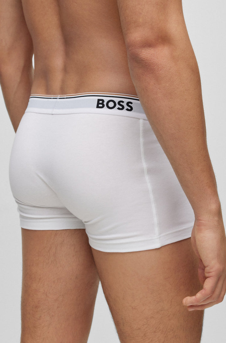 BOSS Regular Fit Trunks in cotton mix - TRUNK 3P POWER 10242934 01-50475274- Concorde Fashion#color_white-100