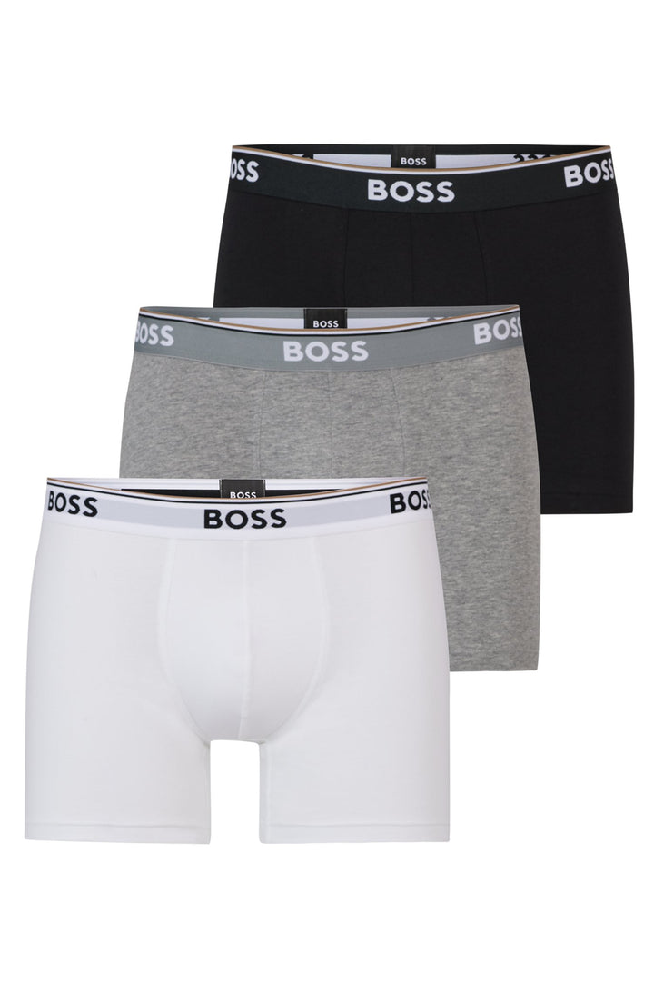 BOSS Regular Fit Boxers in cotton mix - BOXERBR 3P POWER 10242934 01-50475282- Concorde Fashion#color_assorted-999