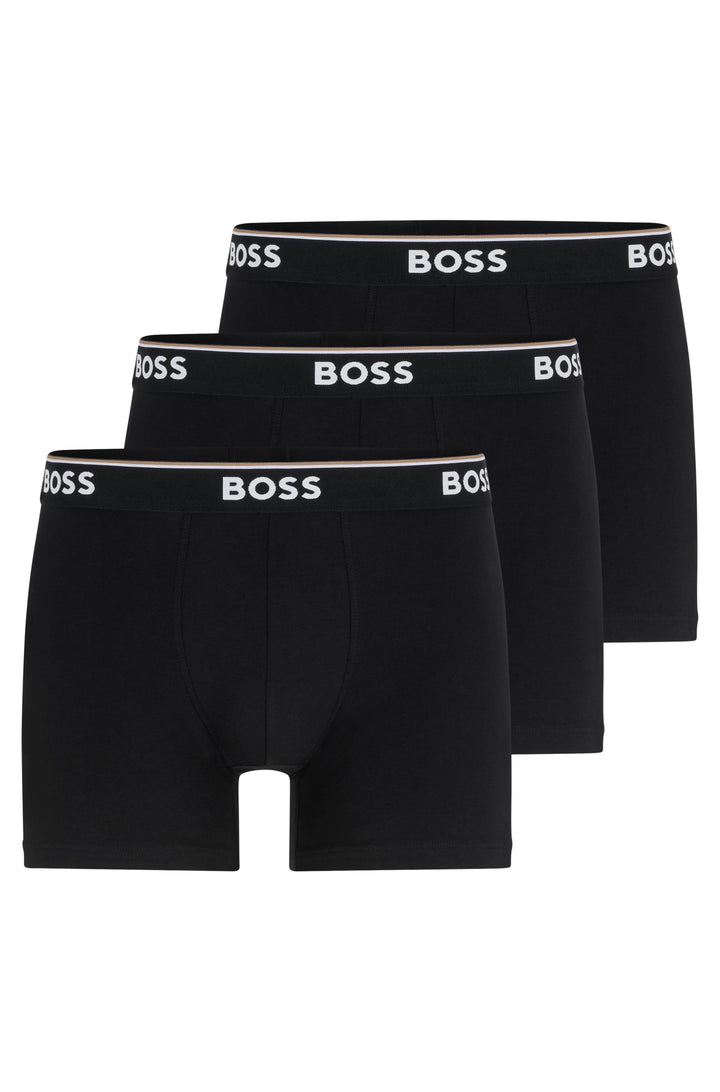 BOSS Regular Fit Boxers in cotton mix - BOXERBR 3P POWER 10242934 01-50475282- Concorde Fashion#color_black-001