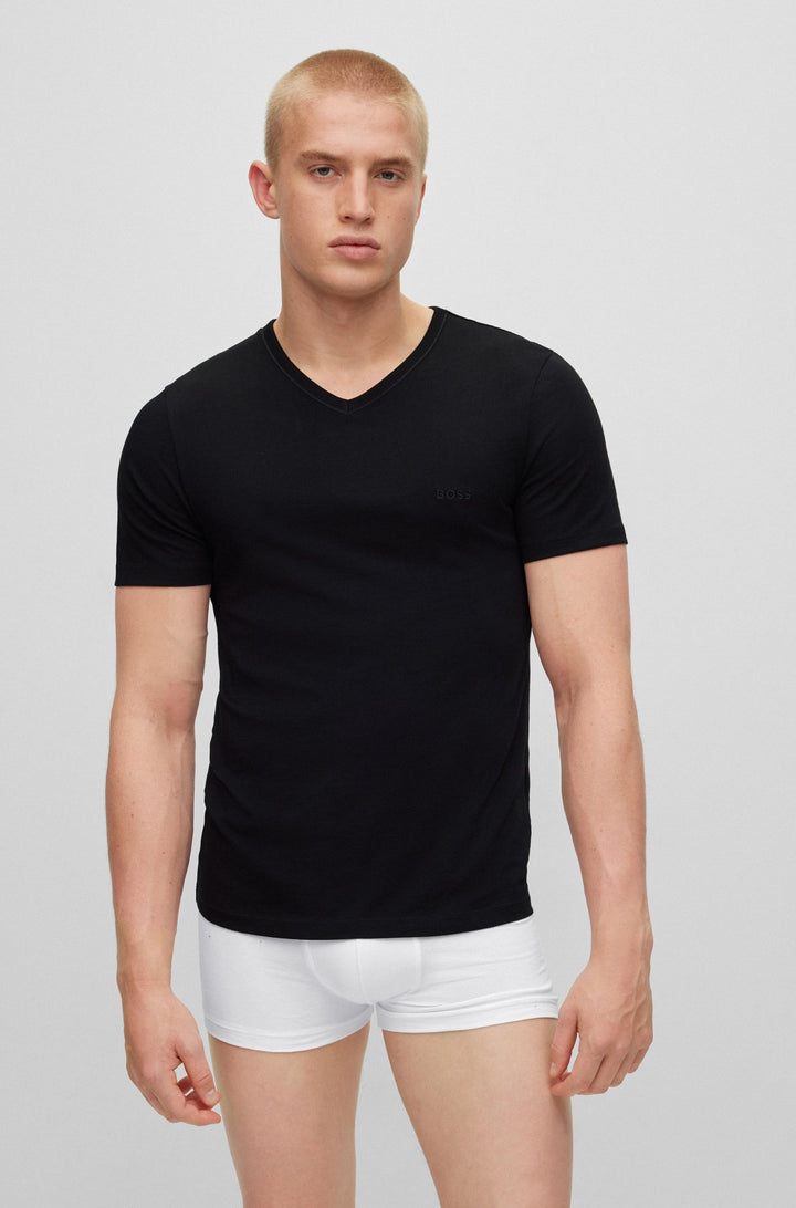 BOSS Regular Fit T-Shirts in cotton - TSHIRTVN 3P CLASSIC 10243514 0-50475285- Concorde Fashion#color_black-001
