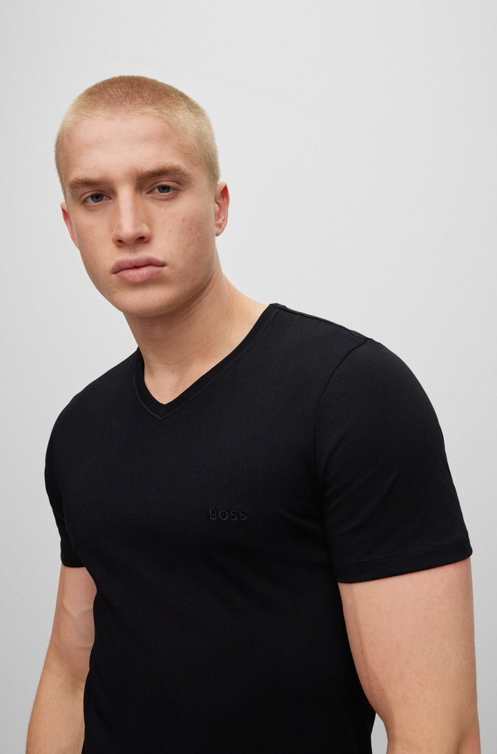BOSS Regular Fit T-Shirts in cotton - TSHIRTVN 3P CLASSIC 10243514 0-50475285- Concorde Fashion#color_black-001