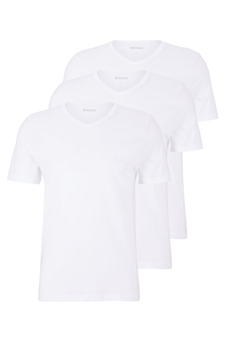 BOSS Regular Fit T-Shirts in cotton - TSHIRTVN 3P CLASSIC 10243514 0-50475285- Concorde Fashion#color_white-100