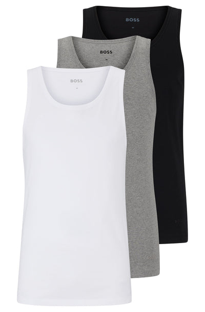 BOSS Regular Fit Trank Tops in cotton - TANKTOP 3P CLASSIC 10243514 01-50475278- Concorde Fashion#color_assorted-999