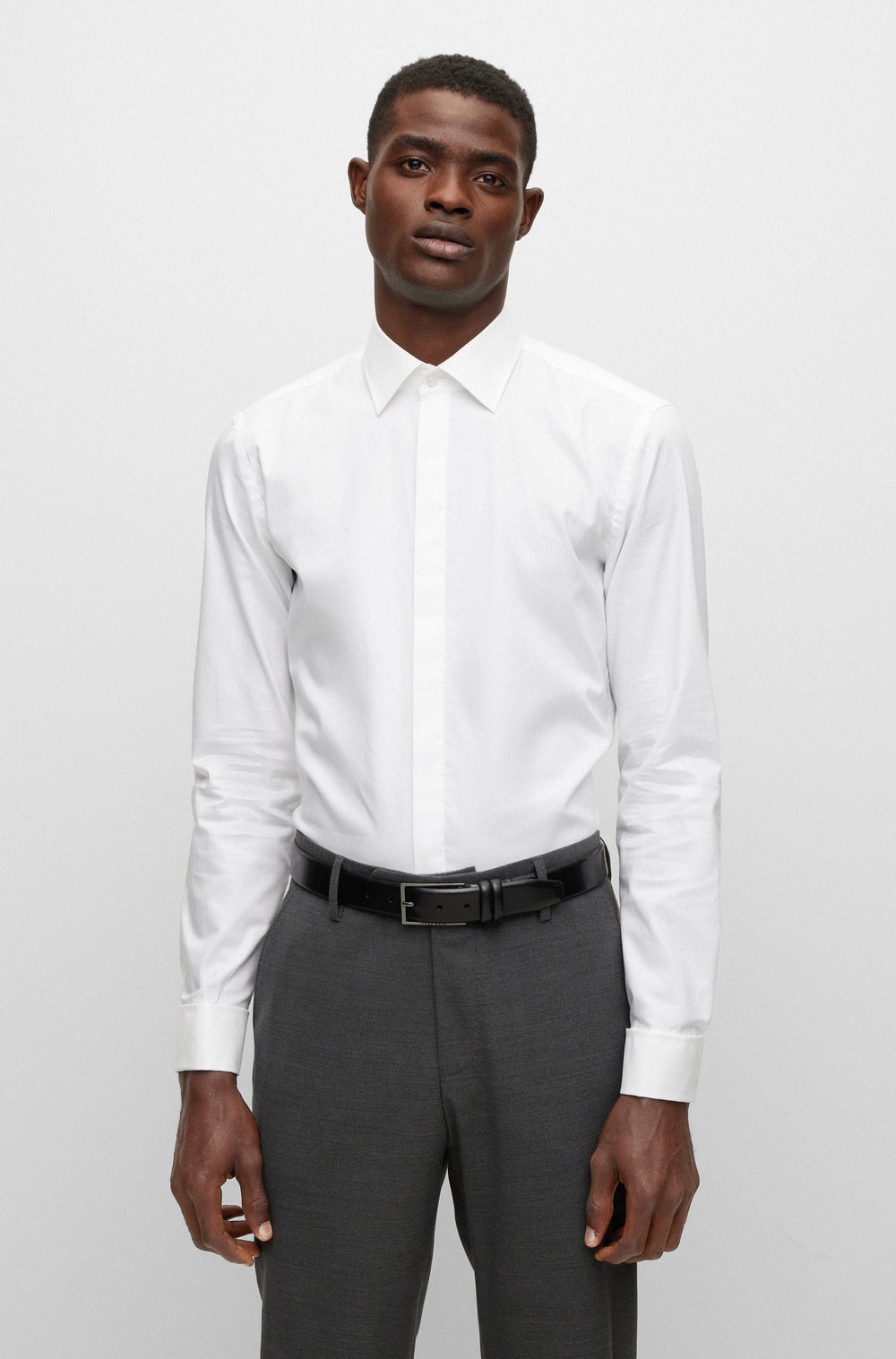 BOSS Slim Fit Formal Shirts in cotton - H-HANK-TUX1-DC-224 10245425 01-50480093- Concorde Fashion#color_white-100