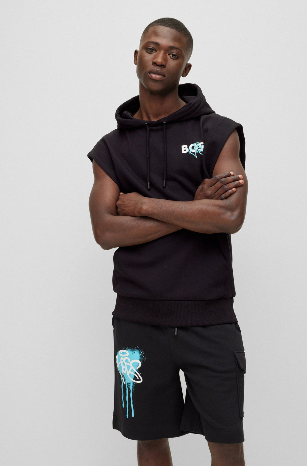 BOSS Relaxed Fit Hoodies in cotton - WILETGRAFFITI_EC 10246528 01-50483197- Concorde Fashion#color_black-001